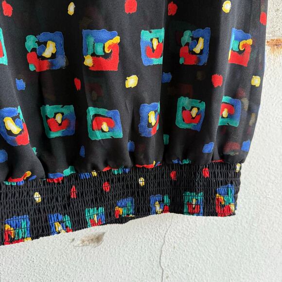 Vtg 90s Matching Set Alfred Dunner Geometric Blouse + Midi Skirt Womens 16 Art - Picture 5 of 15